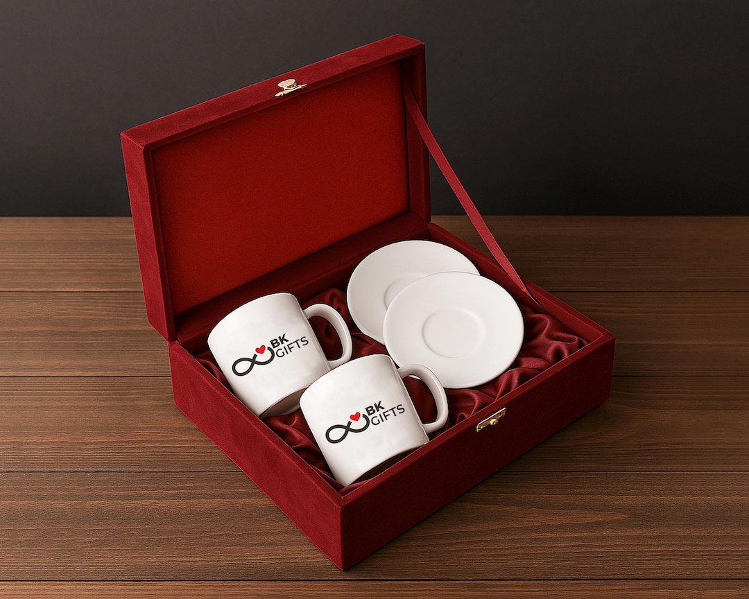 Custom Logo Coffee Mug Gift Set – 2 Personalized Espresso Cups With ...