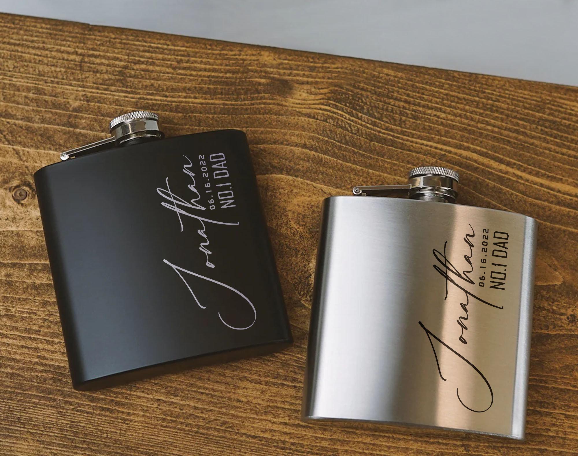 Personalisierte Laser gravierte Flachmann, benutzerdefinierte 6 Unzen Flachmann, Trinkflasche, Vatertagsgeschenk, Trauzeuge Geschenk, Geschenk für Vater, bestes Geschenk für ihn