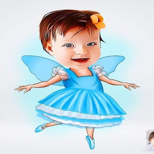 Dibujo de niña hada personalizado / Dibujo de caricatura infantil / Dibujo de niña
