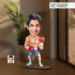 Personalisierte 3D Cartoon Boxer aus Holz übergroße Figur Schmuckstück, Benutzerdefinierte Karikatur Porträt, Geschenk für ihn, Wohnkultur, Geburtstagsgeschenk