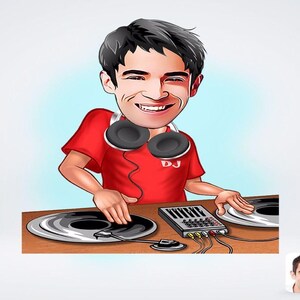 Personalized Male Dj Drawing / Male Dj Cartoon Drawing / Male Dj Drawing