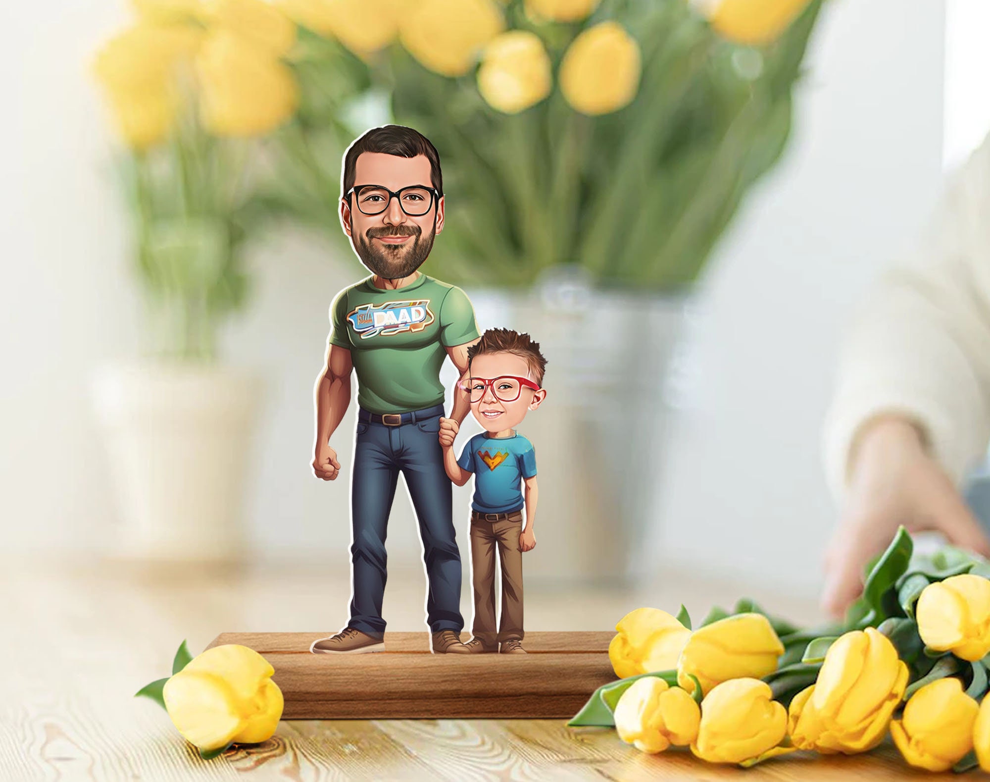 Personalisiertes Acryl Figuren Geschenk - 3D Foto Desktop Deko Mit Holzsockel
