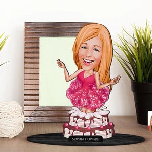 Spersonalizowana 3D drewniana figurka urodzinowa z kreskówek, spersonalizowany portret z kreskówek, prezent urodzinowy, prezent świąteczny, prezent dla niej