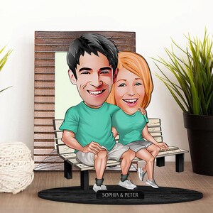 Gepersonaliseerde 3D houten cartoon minnaar - beeldje trinket stel, aangepast cartoonportret, verjaardagscadeau, Kerstmis, jubileumcadeau