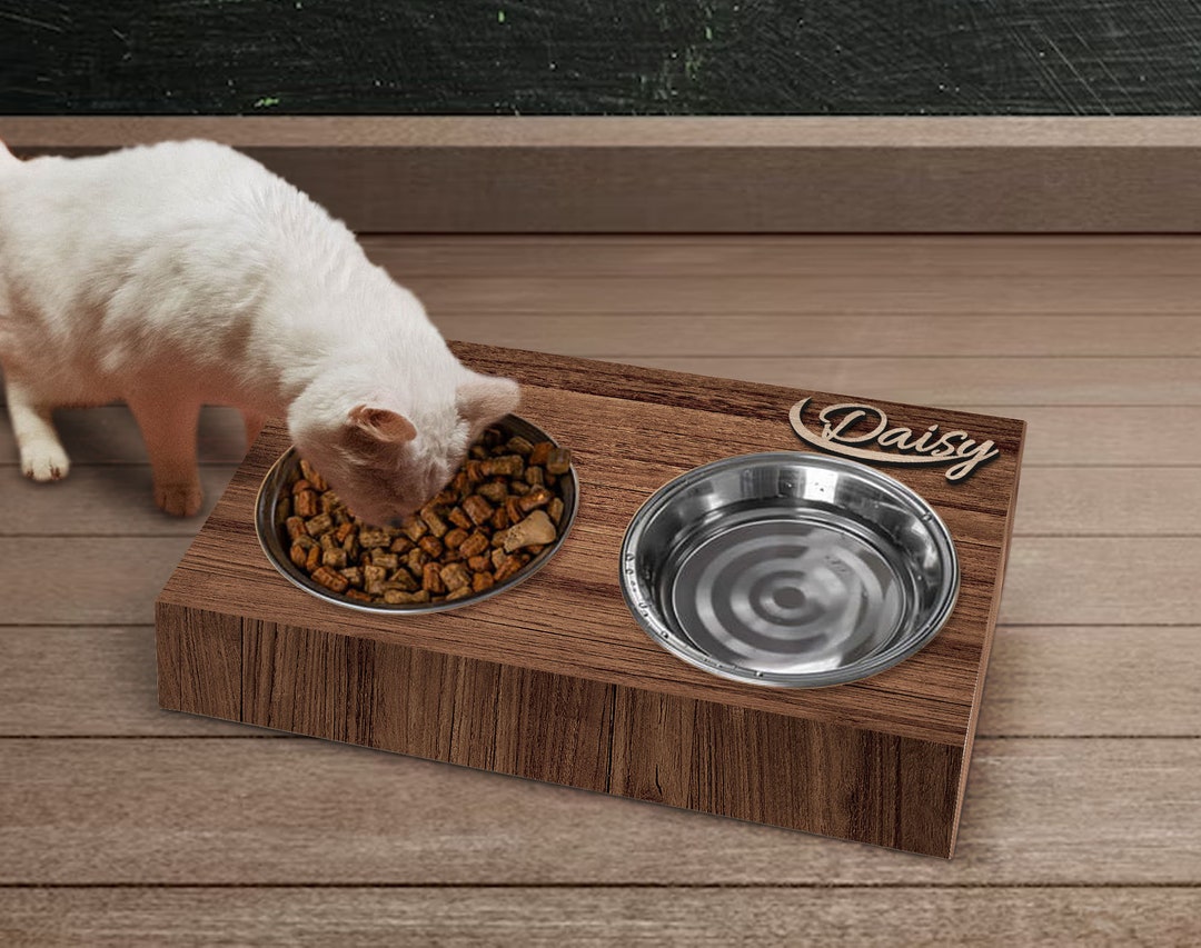 Customisable Embossed Wood Name Dog Bowl Dog Name Bowl Cat Etsy