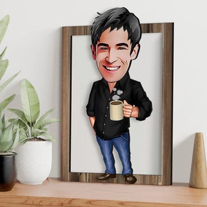 Custom Portrait, Caricature Personalized 3D Caricature Wooden Wall Art, Custom Cartoon, Anniversary Gift For Mother, Father, Him or Her