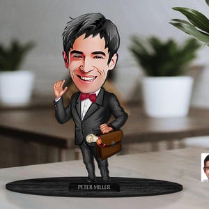 Gepersonaliseerde 3D houten cartoon advocaat beeldje trinket, aangepaste cartoon advocaat portret, verjaardagscadeau, kerstcadeau, cadeau voor hem
