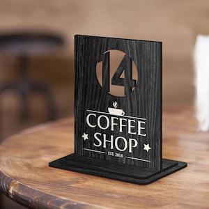 Placa de número de mesa personalizada, placa de restaurante reservada de madeira personalizada, decoração de restaurante, placa de madeira para café, bar, cafeteria, restaurante