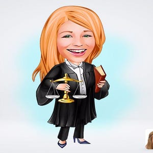 Personalized Female Lawyer Drawing / Female Lawyer Cartoon Drawing / Woman Lawyer Drawing