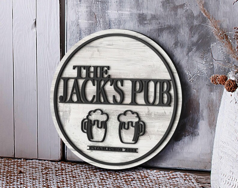 Personalized Bar Sign, Round Wooden Sign, Custom Wood Sign, Home Bar ...