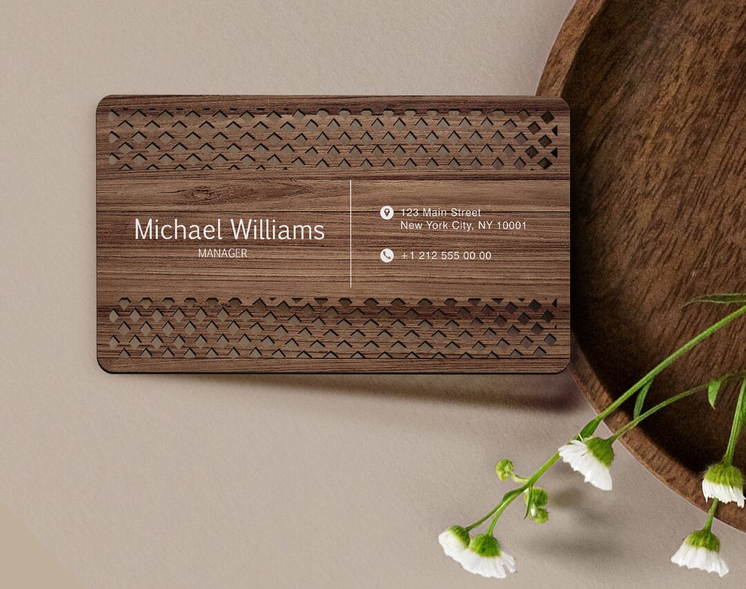Personalized Wood Laser Cut Business Card, Custom Wooden Business Card