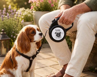 Personalized Retractable Dog Leash 3M | Custom Pet Leash with Name | 5 Design Options | Locking Brake | Small & Medium Dogs