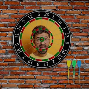 Gepersonaliseerde foto geel dartspel 16 inch (40 cm) wanddecoratie thuisspeelset cadeau vriend verjaardag aangepast dartbord cadeau leuk