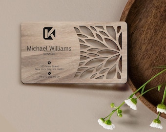 Personalized Wood Laser Cut Business Card, Custom Wooden Business Card, Personal Card, Busineess Card with Logo, Laser Cut Wood Card