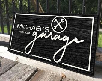 Personalized Name Garage Sign, Housewarming Gift, Custom Wood Sign, Home Decor, Man Cave Sign, Workshop Sign, Christmas Gift, Gift for Him