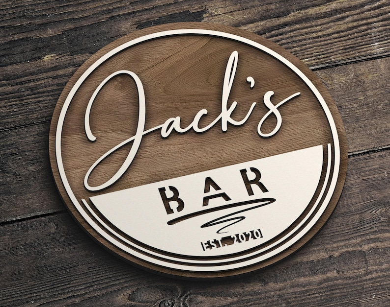 Personalized Bar Sign, Round Wooden Sign, Custom Wood Sign, Home Bar ...