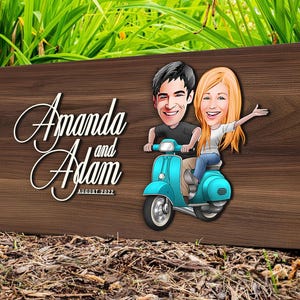 Personalized 3D Wooden Named Cartoon Couple Sign, Custom Caricature Couple Portrait, Valentines Gift, Home Decor, Anniversary Gift, Wall Art