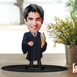 Gepersonaliseerde 3D houten cartoon advocaat beeldje trinket, aangepaste cartoon advocaat portret, verjaardagscadeau, kerstcadeau, cadeau voor hem