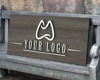 Personalized Wooden Logo Sign, Wooden Sign, Custom Wood Office Sign, Business Commerical Signage, Shop Logo Sign