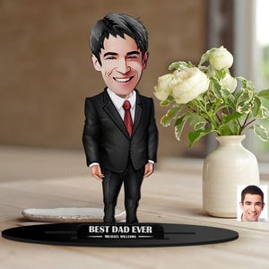 Gepersonaliseerde 3D houten trinket-beeldje met cartoon papa, beste cadeau voor papa, Happy Fathers Day, cadeau voor echtgenoot, woondecoratie, bureaubladdecor