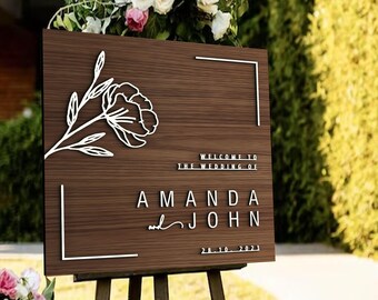 Personalised 3D Wood Welcome Wedding Sign, Rustic Welcome Sign, Wedding Poster, Wood Wedding Decor, Bridal Shower Welcome Sign, Wedding Gift