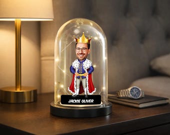 Custom King Caricature Glass Dome LED Night Light Gift