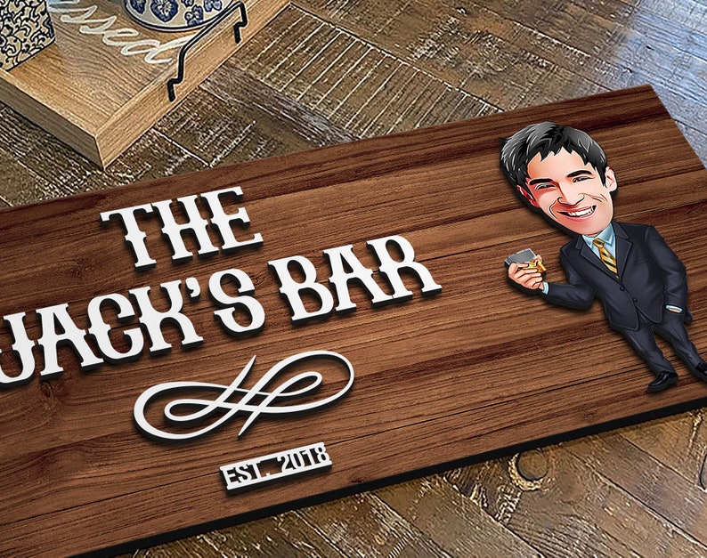 Personalized Cartoon Wood Bar Sign Custom Wood Sign Etsy