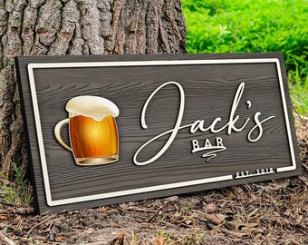 Personalized Wooden Bar Sign, Custom Wood Sign, Personalized Wood Sign, Man Cave, Pub, Bar Decor, Home Bar Decor, Basement Bar, Wall Decor