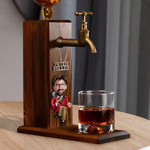 Gift for Christmas, Customizable Cartooned Wooden Whiskey Dispenser, Liquor Dispenser, Whiskey Fountain, Beverage Dispenser, Drink Dispenser