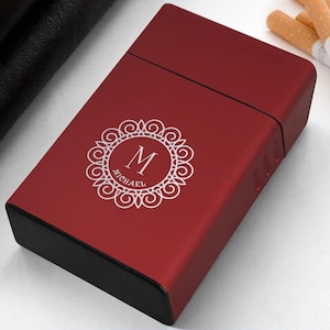 Portasigarette personalizzato con incisione laser, regalo per fumatori, scatola per sigarette personalizzata, portasigarette in metallo, regalo per lui