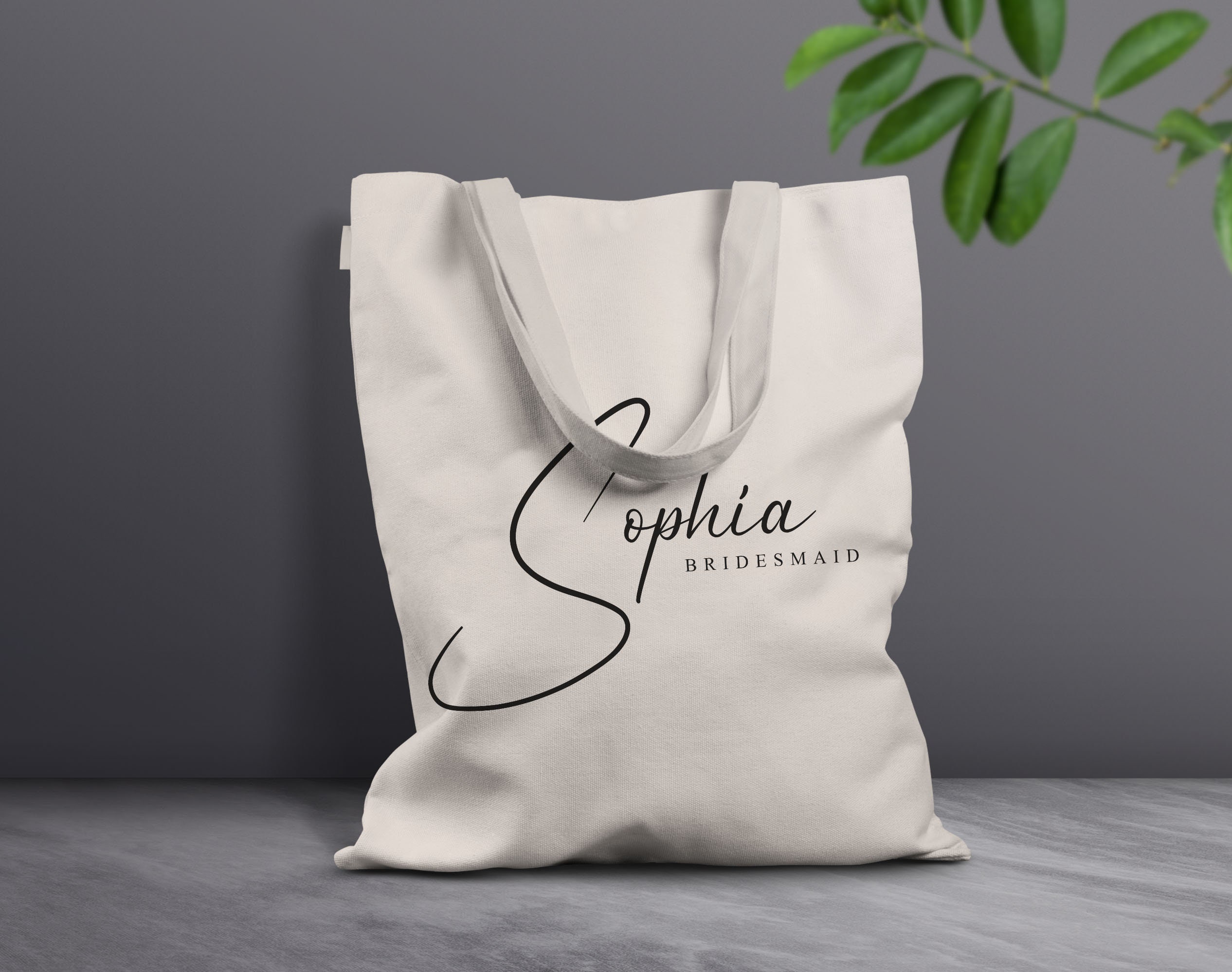 Canvas Bridal Party Tote Bag with Name & Date - Personalized Brides