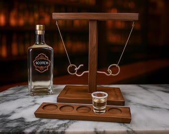 Ring Toss Game Personalized - Fun Wooden Bar Game for Parties, Drinking Game with Shot Holder, Outdoor Indoor Party Games