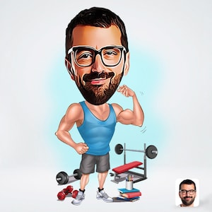 Gepersonaliseerde cartoon bodybuilding man cartoon digitale kunst, portret portret, speciaal cadeau, portret bodybuilding, cadeau bodybuilding, cadeau sportschool, speciaal cadeau