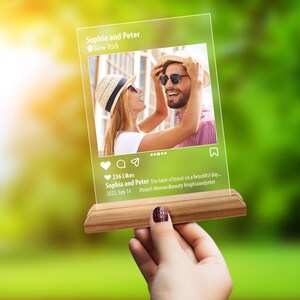 Cornice in legno 3D personalizzata con foto Instagram, regalo per lei, cornice in legno personalizzata, cornice in legno 3D stampata con foto