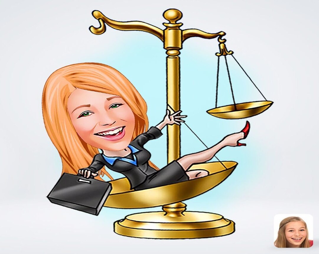 Personalized Female Lawyer Drawing / Female Lawyer Cartoon Drawing