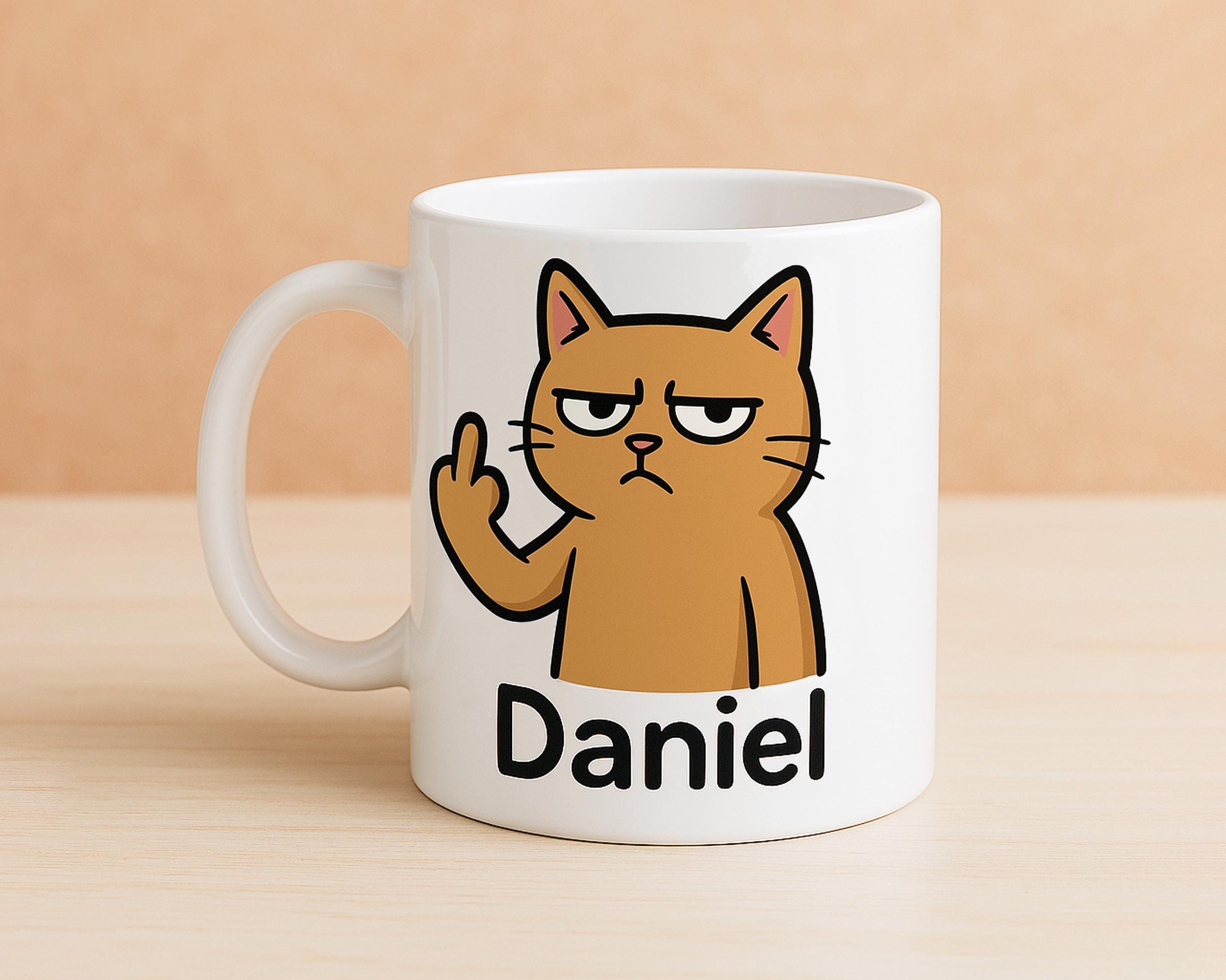Personalized Funny Cat Mug - Middle Finger Animated Humor Gift - Gift for Friend, Gift for Lover, Personalized Mug