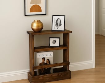 Rustic Wooden Side Table | Handmade End Table with Bookshelf Storage | Minimalist Multi-Purpose Furniture | House Decor