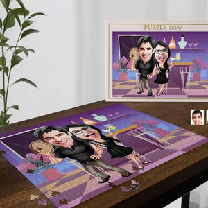 Personalisiertes 1000 Teile Cartoon Puzzle, benutzerdefiniertes Puzzle mit Cartoon, großes Puzzle für Erwachsene, Geschenk für Paare