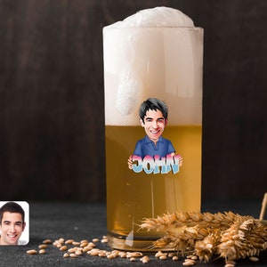 Personalized Couple Cartoon Colored Printed Beer Glass Personalized Pint Glasses, Bulk Gifts for Clients and Employees