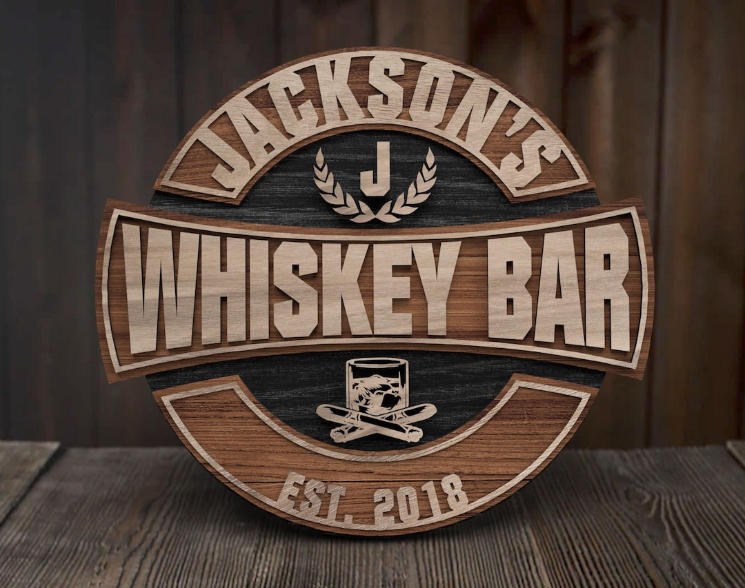 Personalized Bar Sign, Round Wooden Sign, Custom Wood Sign, Home Bar ...