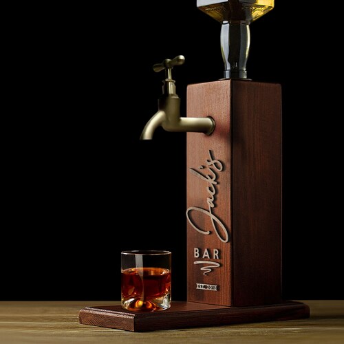 Personalized Embossed Named Wooden Whiskey Dispenser Bar Etsy