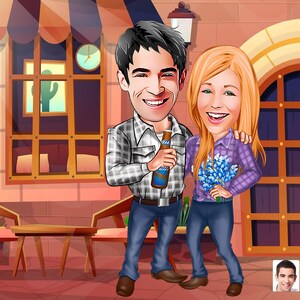 Personalized Cartoon Valentines Drawing, Custom Cartoon Couple Drawing, Cartoon Portrait Drawing, Custom Caricature Drawing, Digital Art