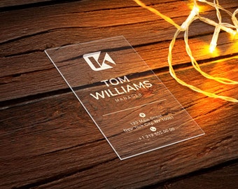 Personalized Clear Acrylic Laser Cut Business Card, Custom Clear Acrylic Card, Personal Card, Busineess Card with Logo, Laser Cut Card