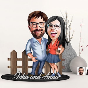 Spersonalizowana 3D karykatura drewniana 3-poziomowa figurka kochanków, niestandardowy portret z kreskówki, artystyczna scena, prezent świąteczny, prezent walentynkowy