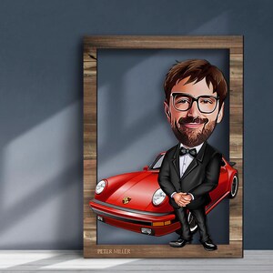 Gepersonaliseerde 3D houten cartoon Boss muurkunst, aangepaste cartoon portret, houten huisdecor, verjaardagscadeau, kerstcadeau, muurdecoratie