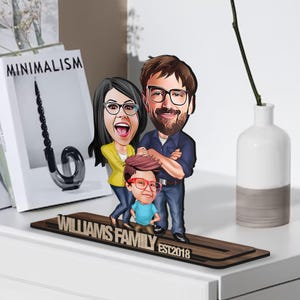 Spersonalizowana 3D drewniana figurka rodzinna z kreskówek, spersonalizowany portret rodzinny z karykaturą, prezent rocznicowy, wystrój domu, prezent dla rodziny