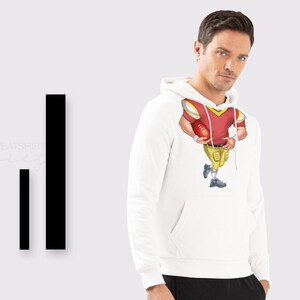 Cartoon Football Player Printed Sweatshirt, Long Sleeve Hooded, Custom Sweatshirt, Custom Hoodie, Stylish Trendy Oversized Hoodie, Best Gift