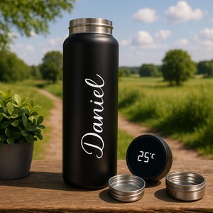 Personalized Smart Thermos with Temperature Display – 500ml Custom Engraved Stainless Steel Flask with Tea Infuser