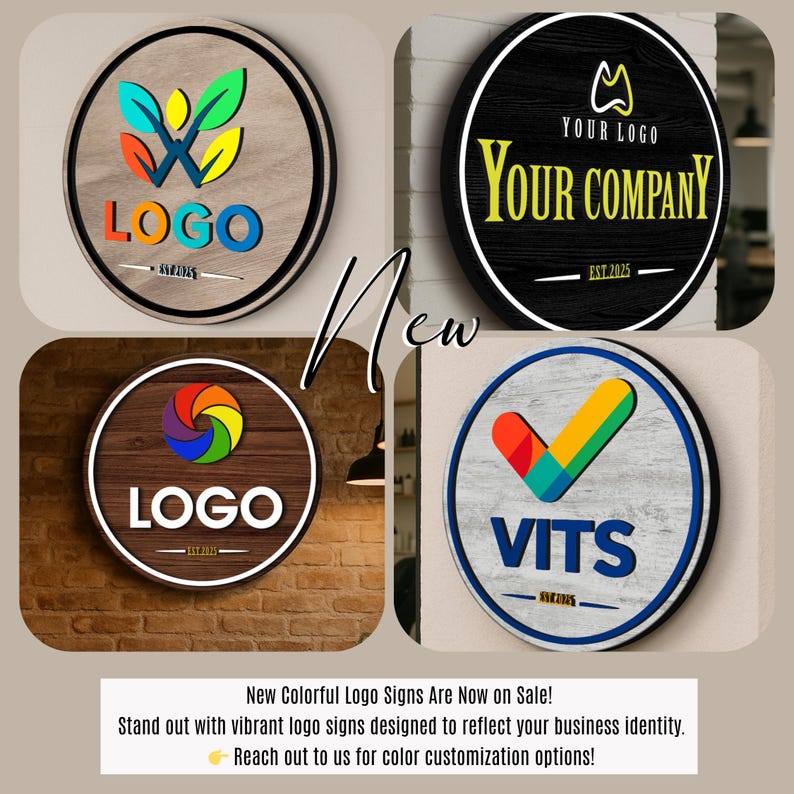 Personalized Wooden Logo Sign, Wooden Round Sign, Custom Wood Office Sign, Business Commerical Signage, Shop Logo Sign, Laser Cut Logo Sign image 2