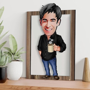 Portrait personnalisé, caricature 3D personnalisée, art mural en bois, caricature personnalisée, cadeau d'anniversaire pour mère, père, lui ou elle